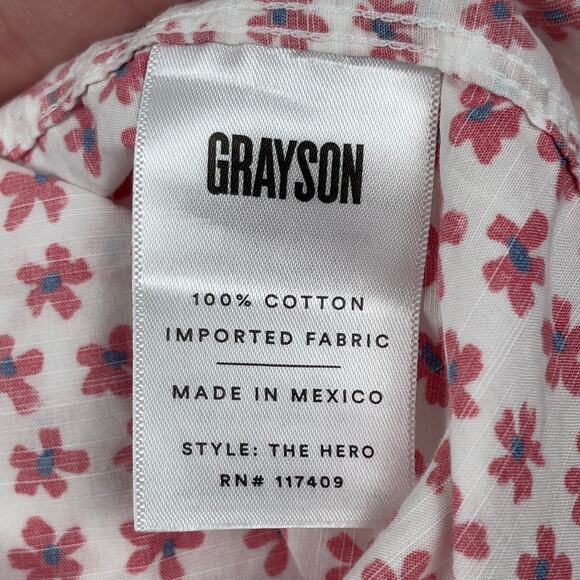 Grayson The Hero Button Down Shirt Red White Floral Size 2 Small Frank & Eileen - Picture 9 of 13